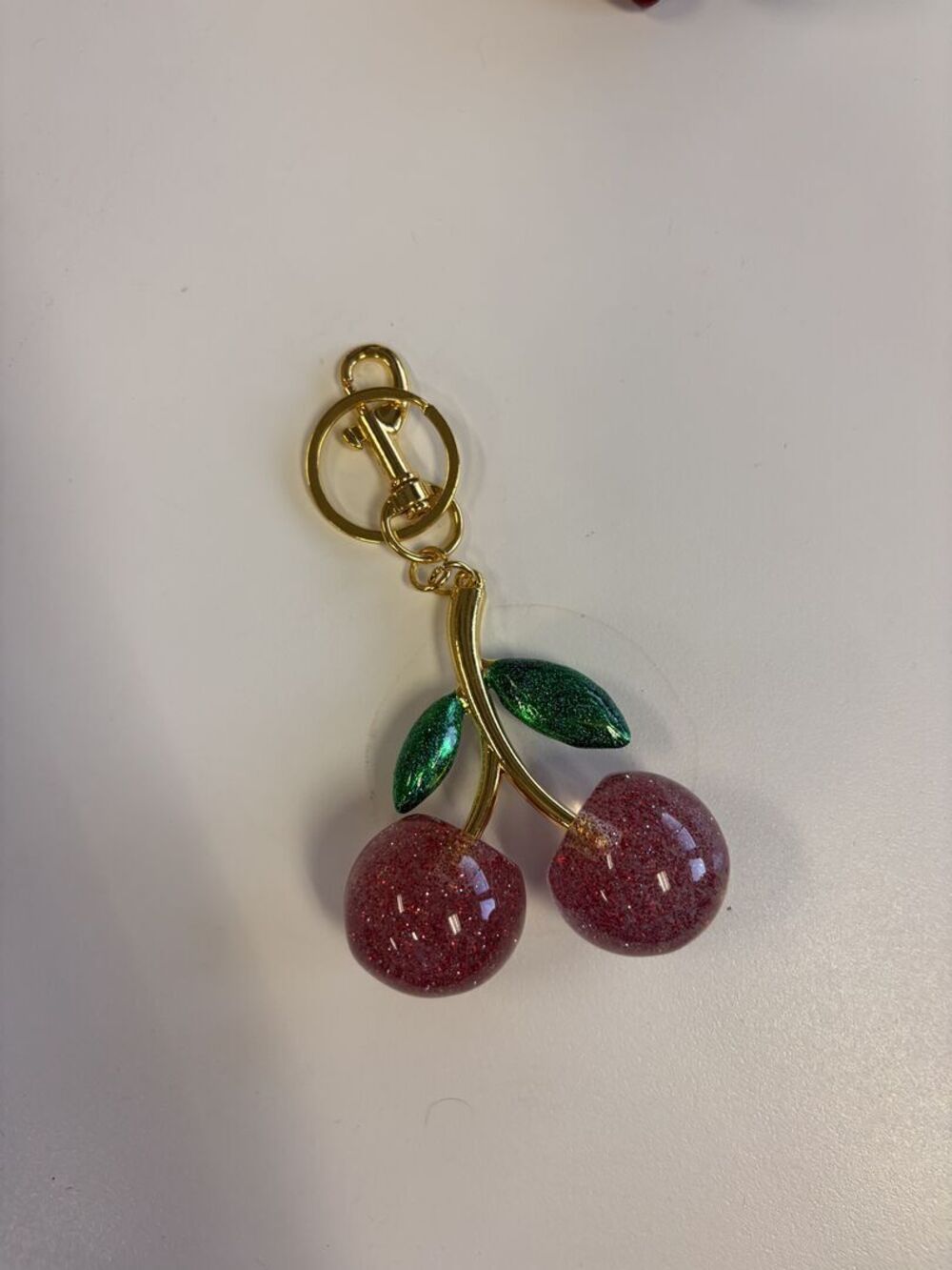 Pink Glitter Cherry Bag Charm
